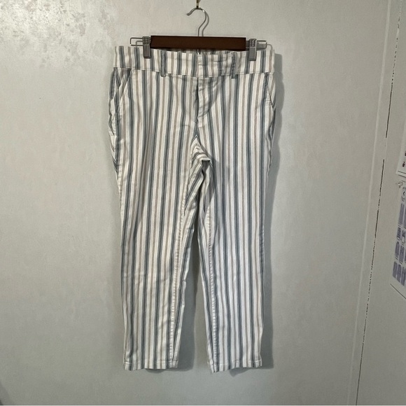 LOFT White and Blue Chinos with Classic Pinstripe Design - Picture 1 of 3